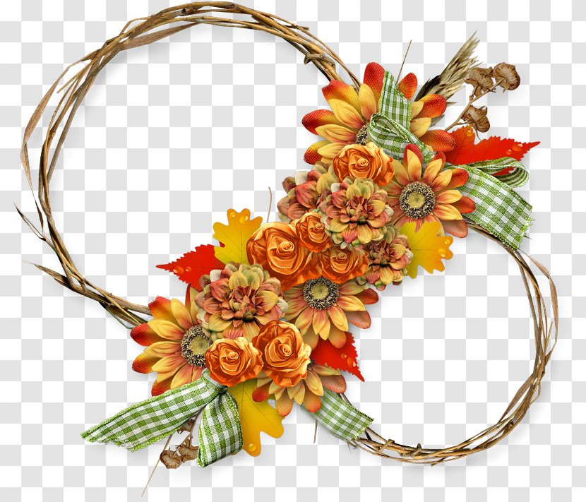 Floral Design Wreath Cut Flowers Flower Bouquet - Thanksgiving Card Transparent PNG