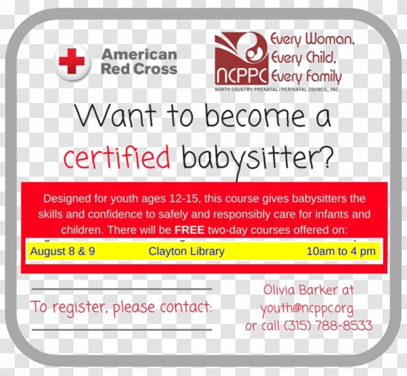 Babysitting American Red Cross Babysitter Training Certification Infant - Special Olympics Area M Transparent PNG