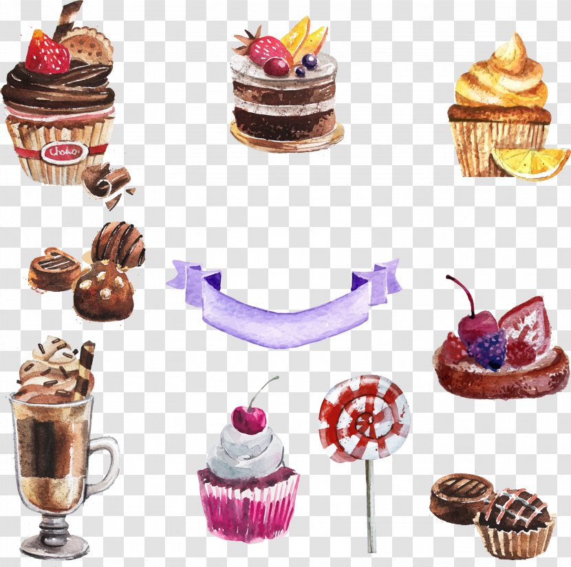 Cupcake Torte Dessert Watercolor Painting - Cake - Painted Pastry Transparent PNG