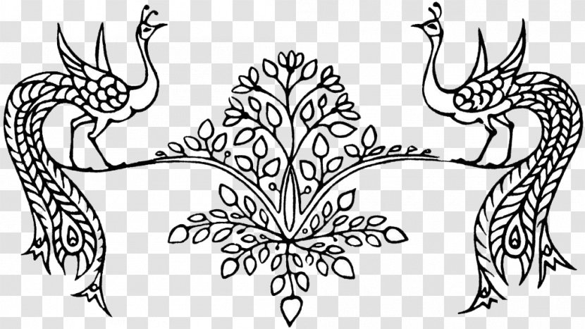 Visual Arts Motif Fauna Flora Sketch - Geometry - Peacock Phoenix Branch Stick Figure Transparent PNG