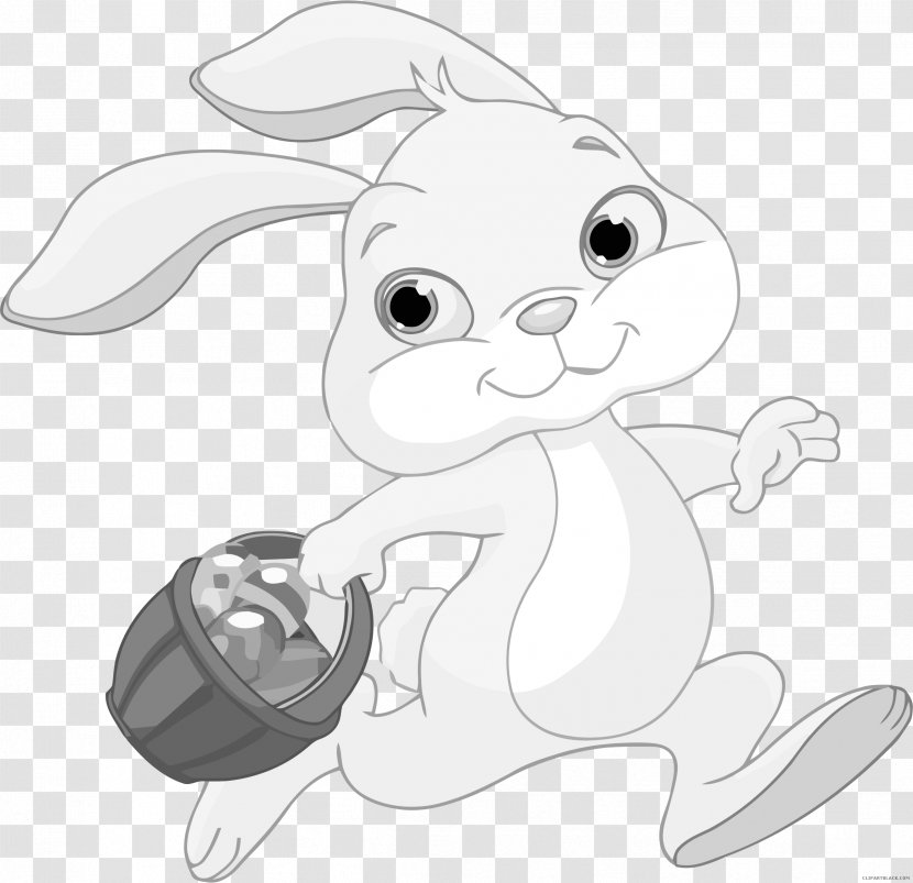 Easter Bunny Image Text - Frame - Black And White Transparent PNG