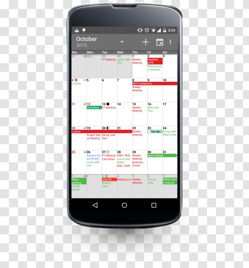 Feature Phone Smartphone Calendar Mobile Phones Android - Electronic Device Transparent PNG
