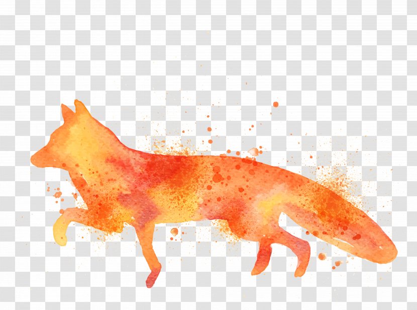 Fox Drawing Art Watercolor Painting Printmaking - Heart Transparent PNG