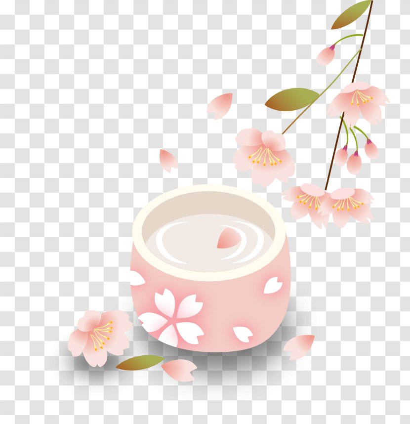 Alcoholic Drink Pink Hanami - Coffee Cup - Sakura Flower Transparent PNG