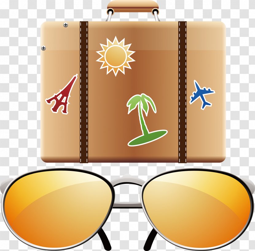 Aviator Sunglasses Beach Suitcase - Glasses - Bagage Ornament Transparent PNG