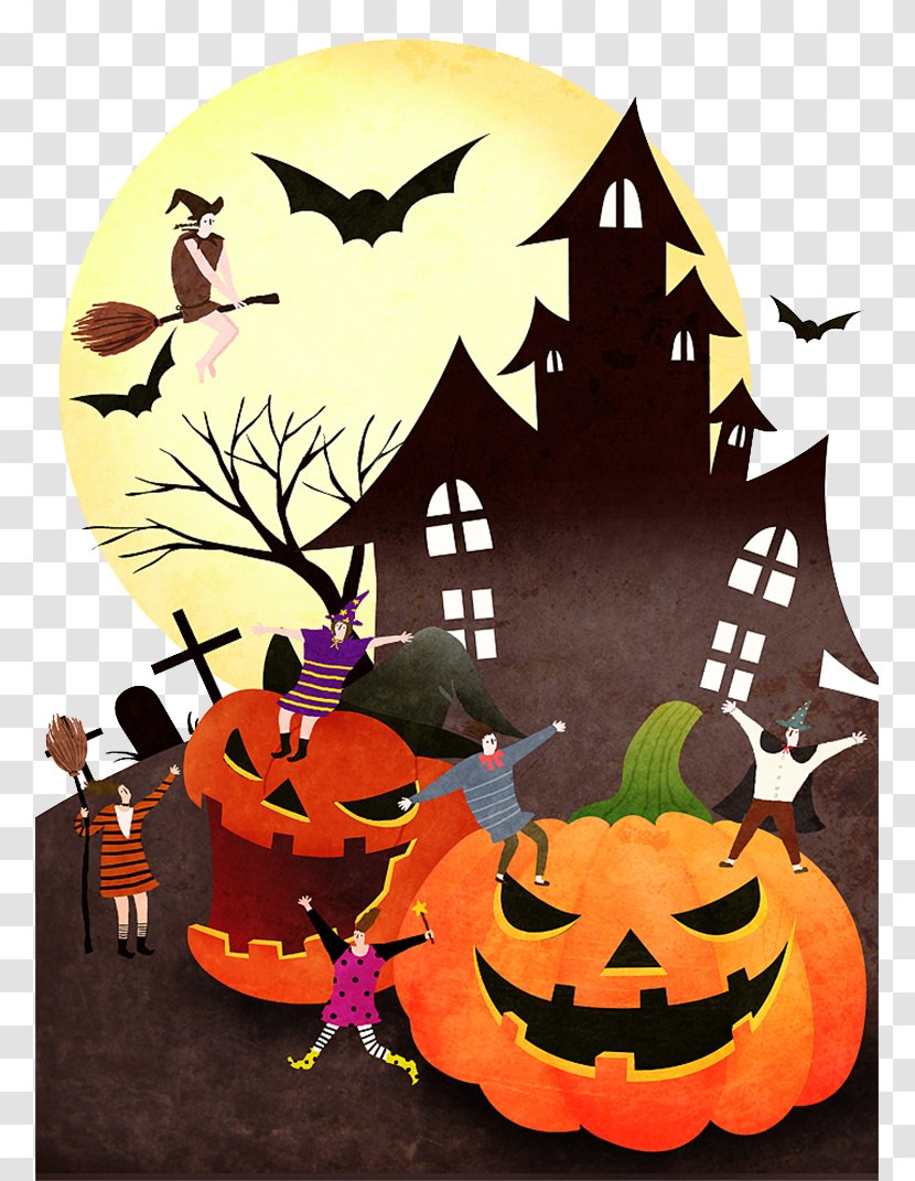 Jack-o-lantern Halloween Illustration Transparent PNG