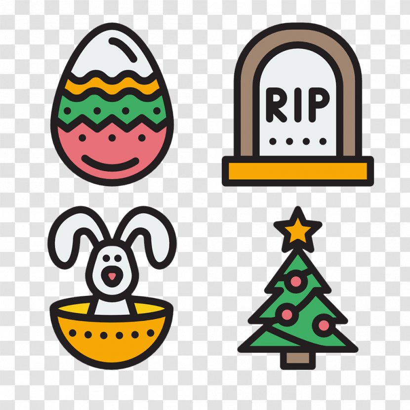Christmas Tree Clip Art - Gratis - Black Lines Egg Door Bunny Transparent PNG