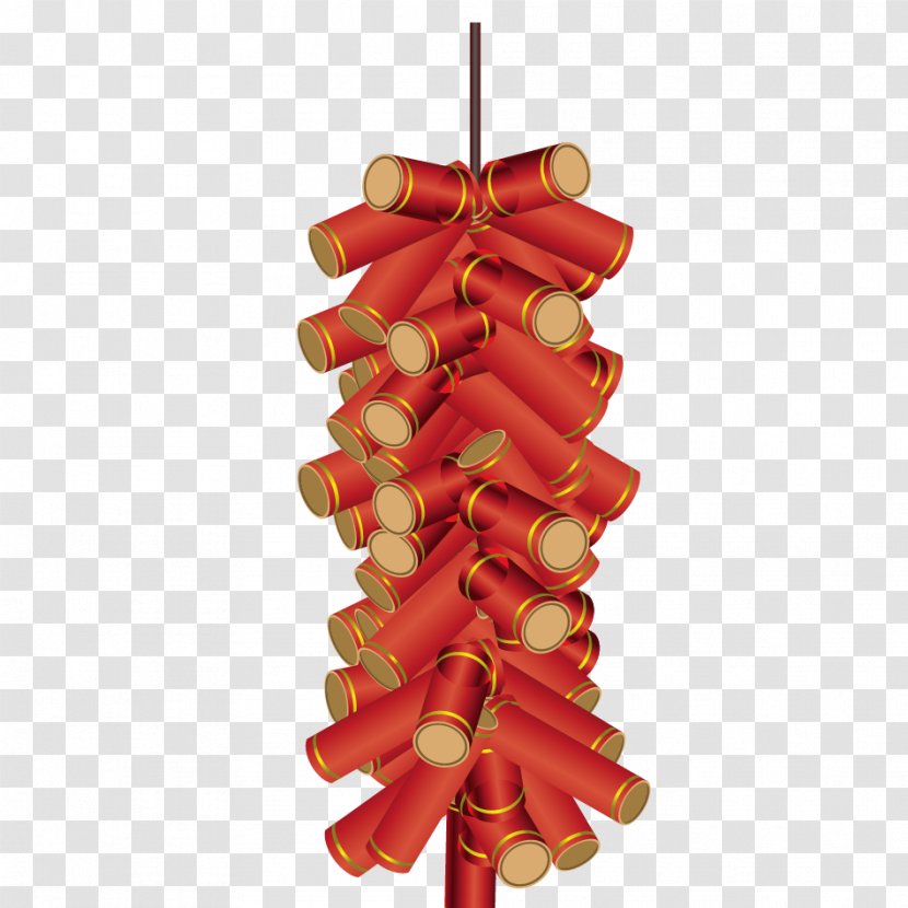 Firecracker Chinese New Year Fireworks - Christmas Ornament - Red Firecrackers Transparent PNG