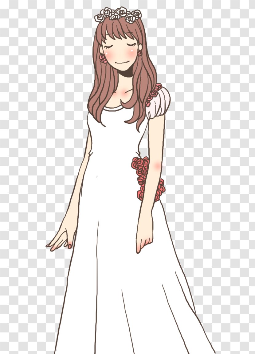 Animation Cartoon Illustration - Watercolor - The Bride With Garland Transparent PNG