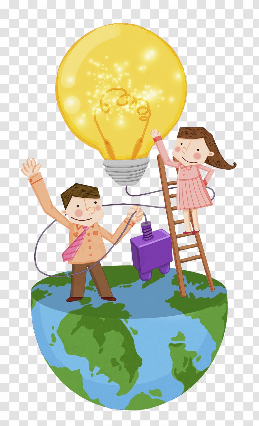 Clip Art - Child - Golden Light Bulb Transparent PNG