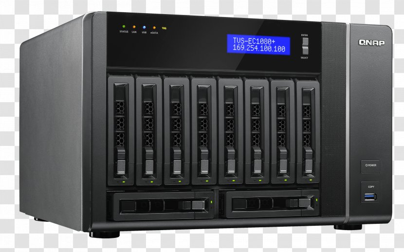 Network Storage Systems QNAP Systems, Inc. - Television - NAS DT TVS-1282T-I7-64G 12BAY 3 4GHZQC 64GB DDR4 4XGBE 2XTHB 5XUSB3.0 IN TS-239 Pro II+ Turbo ServerSATA 3Gb/s Data StorageDisk Array Transparent PNG