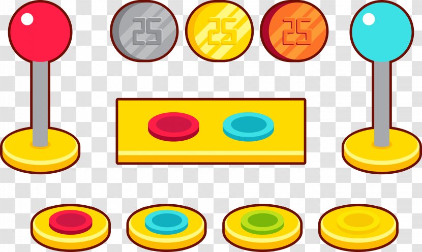 Arcade Game Push-button Clip Art - Yellow - Button Vector Illustration Transparent PNG