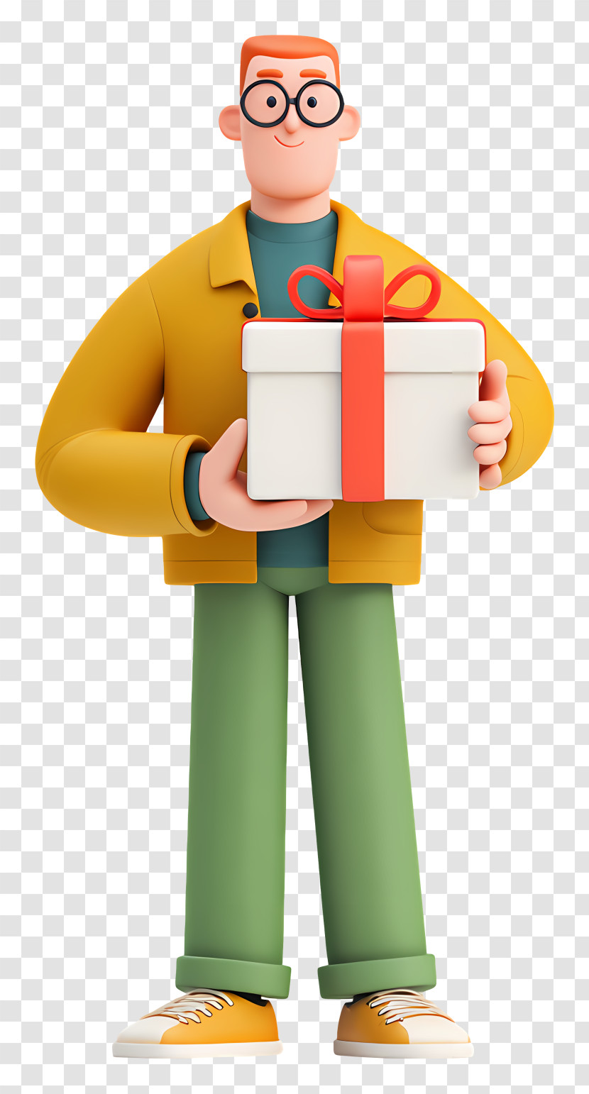 Man Holding Gift Box Transparent PNG