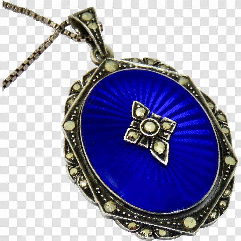 Locket Cobalt Blue Charms & Pendants Guilloché Necklace Transparent PNG