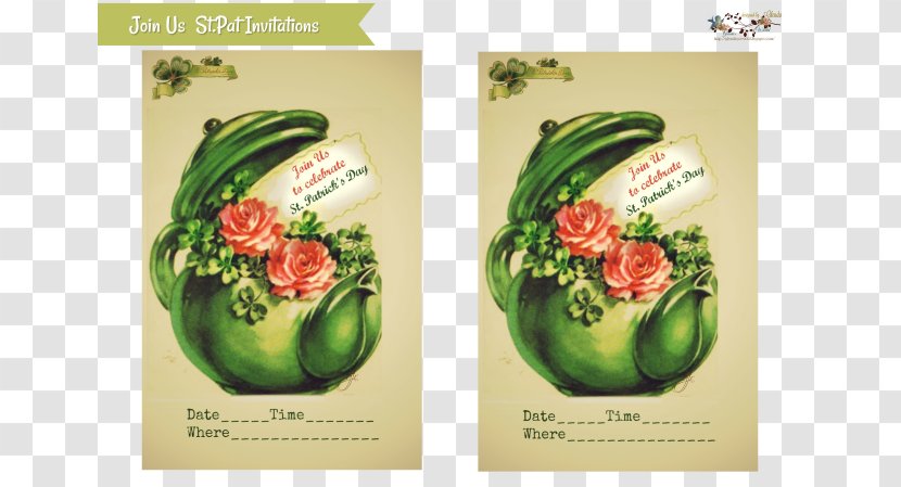 Floral Design Vegetable Saint Patrick's Day 17 March Teapot - Brooch Transparent PNG