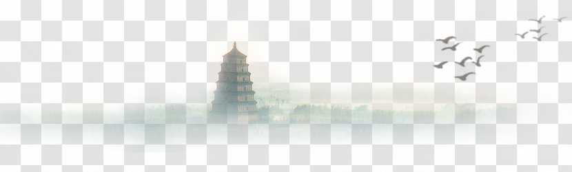 White Brand - Beautiful Vintage Chinese Wind Towers Birds Away Transparent PNG