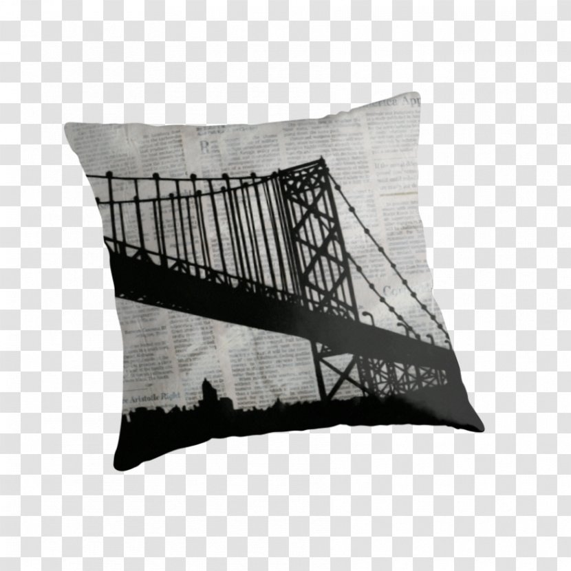Newspaper Cushion Collage - Black - City Watercolor Transparent PNG
