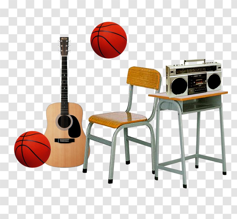Table Acoustic Guitar Basketball - Basketball,guitar Transparent PNG