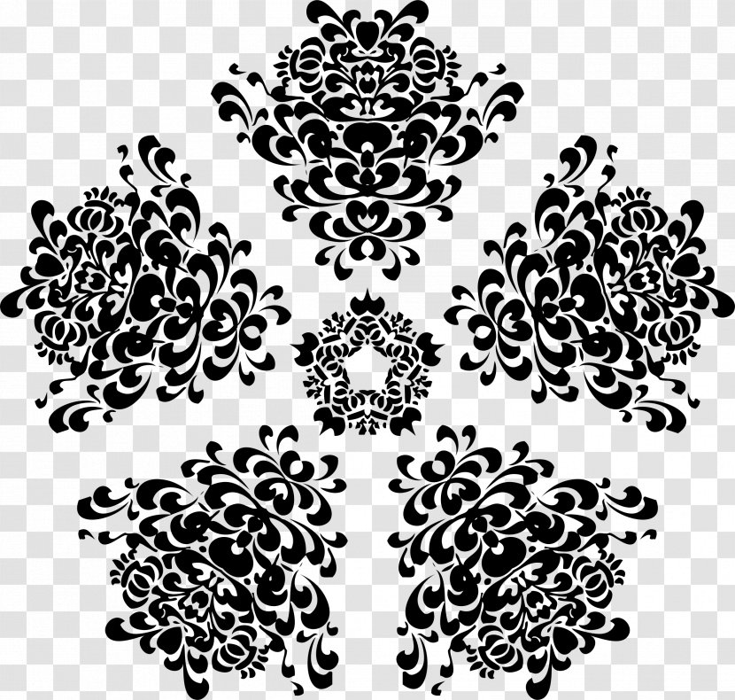 Floral Design Clip Art - Black And White Transparent PNG