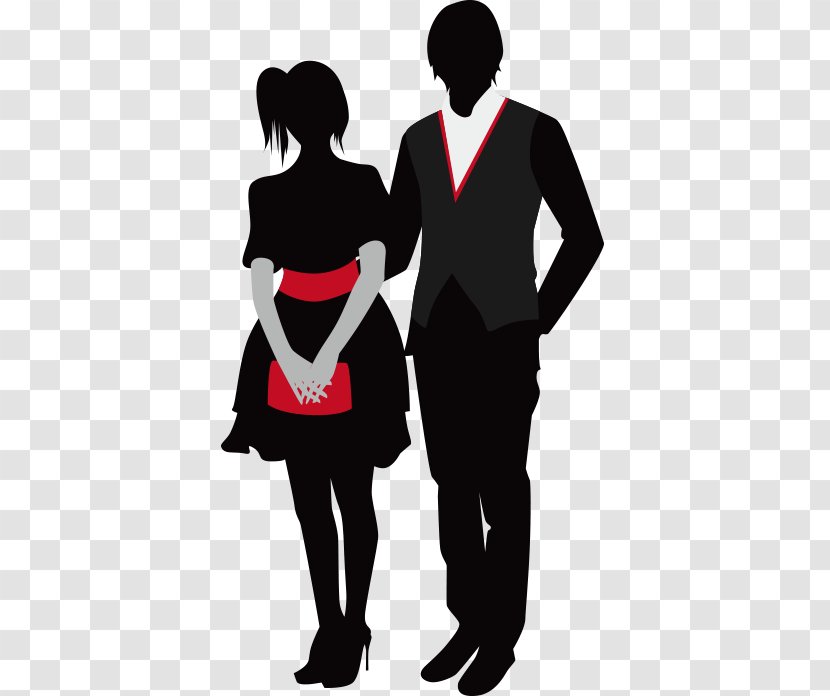 Prom Clip Art - Silhouette - Vector Couple Dress Western Transparent PNG