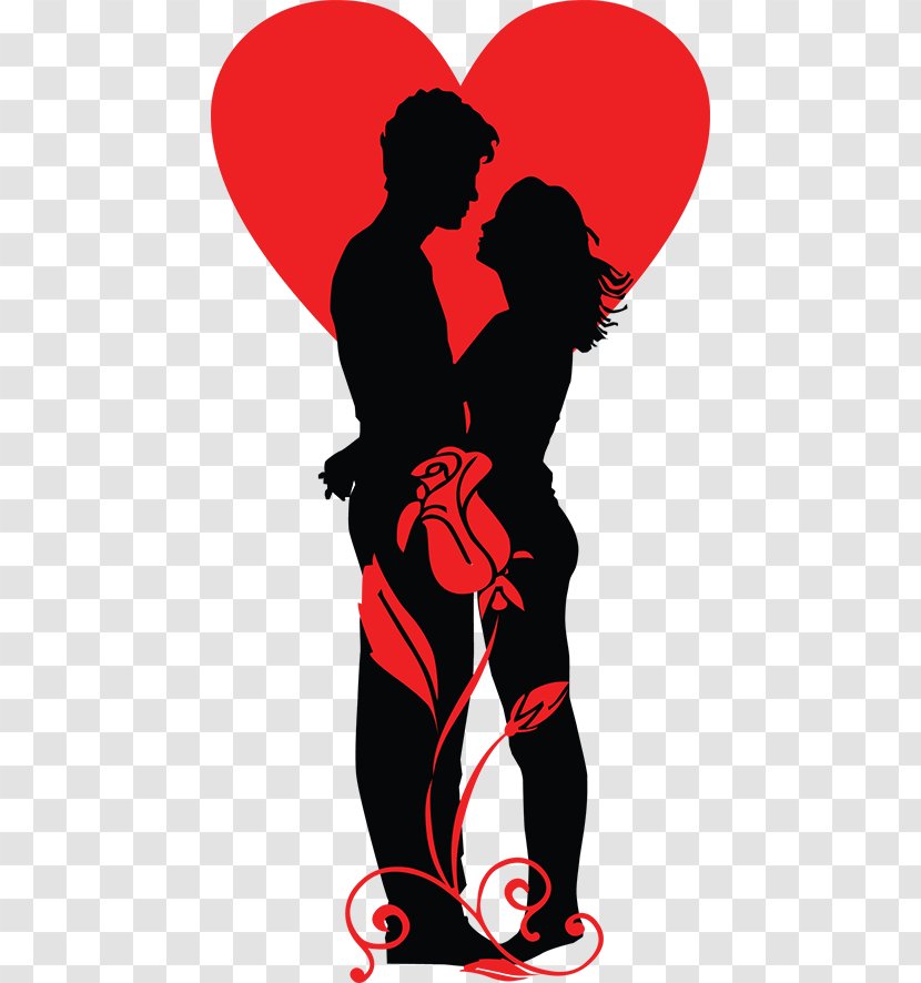 Clip Art Valentine's Day Silhouette Romance Heart - Tree - Romantic Couple Transparent PNG