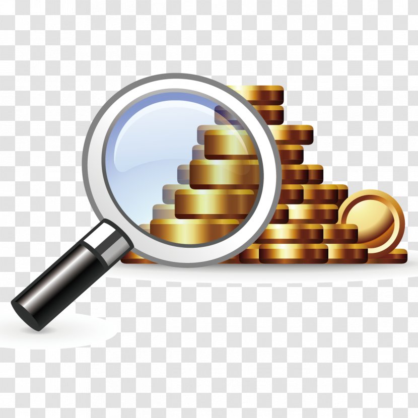 Icon - Information - Magnifying Glass And Gold Vector Transparent PNG