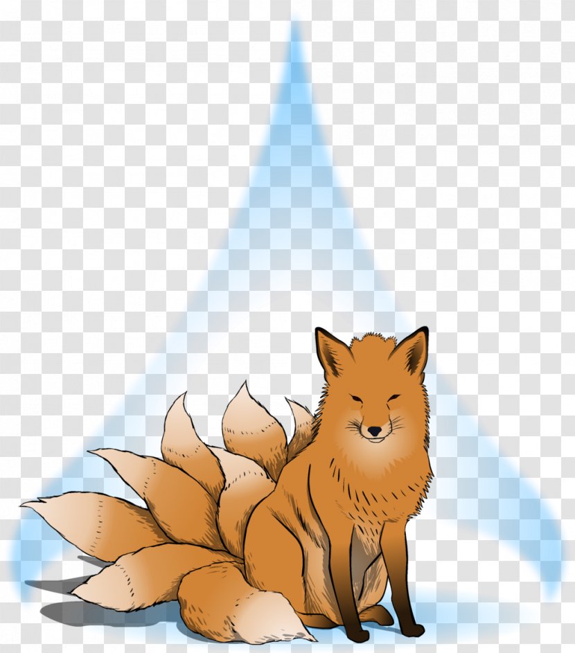 Whiskers Red Fox Cat Clip Art Illustration - Tail - Kitsune Nine Tailed Transparent PNG