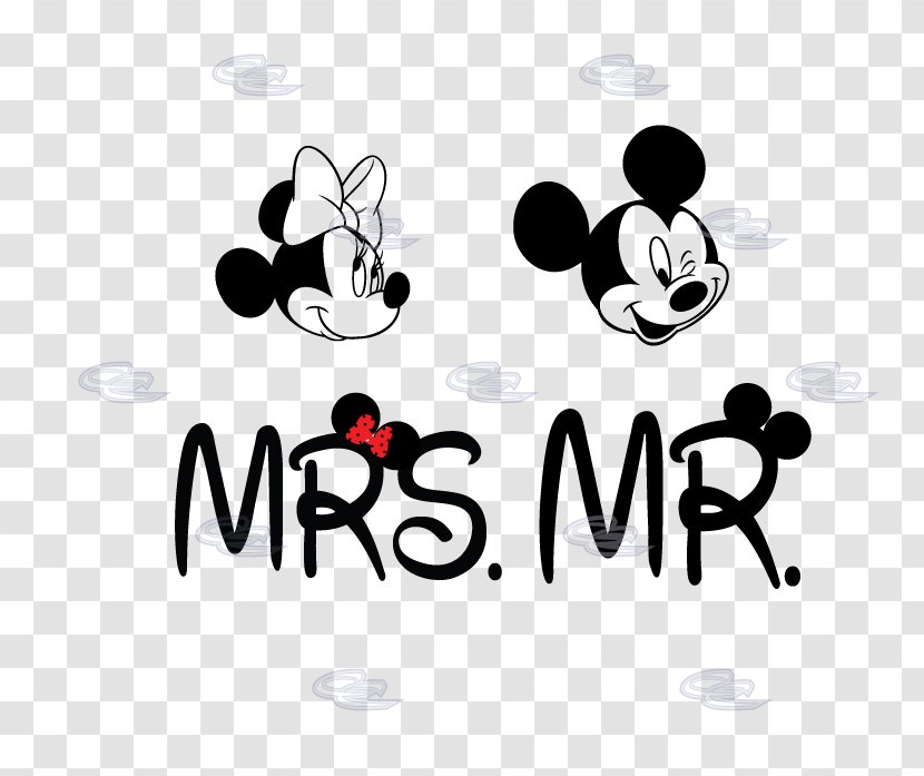 Mickey Mouse Minnie T-shirt Mrs. Mr. - Tshirt - Just Married Transparent PNG