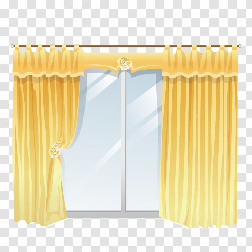 Window Treatment Curtain Clip Art - Decor - Vector Bedroom Transparent PNG