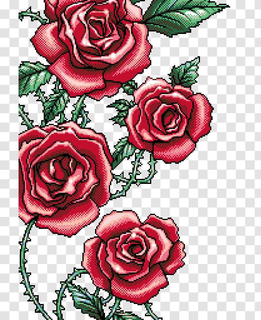 Garden Roses Still Life: Pink Pixel Art - Petal - Rose Transparent PNG