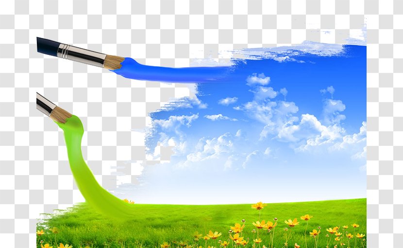 Brush Landscape Painting Sky - Grass - Creative Watercolor Pen Natural Beauty Transparent PNG