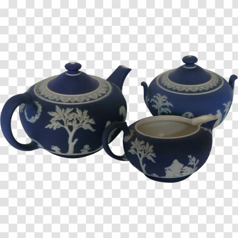 Cobalt Blue Kettle Jasperware Tea Set Teapot - And White Porcelain Transparent PNG