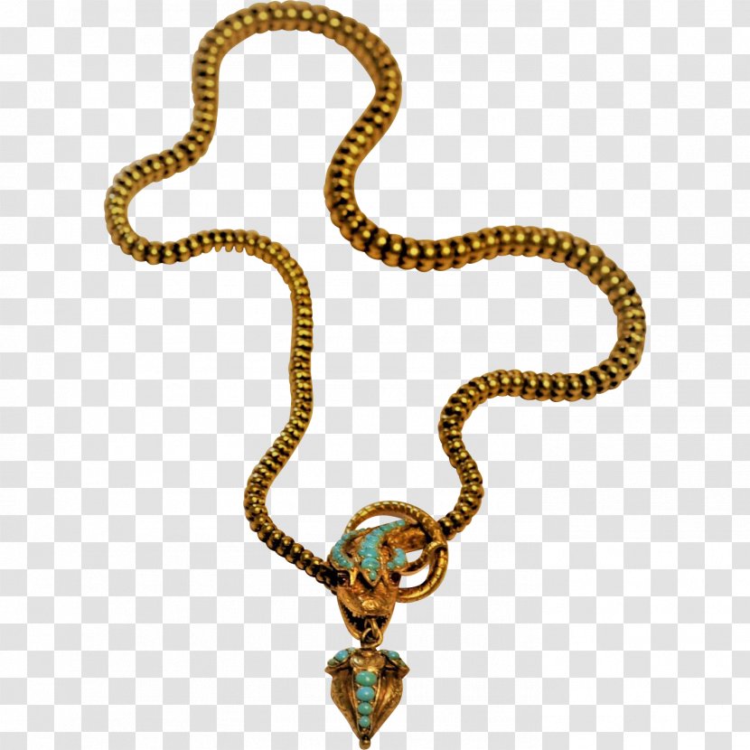 Locket Necklace Turquoise Cabochon Antique - Chain Transparent PNG