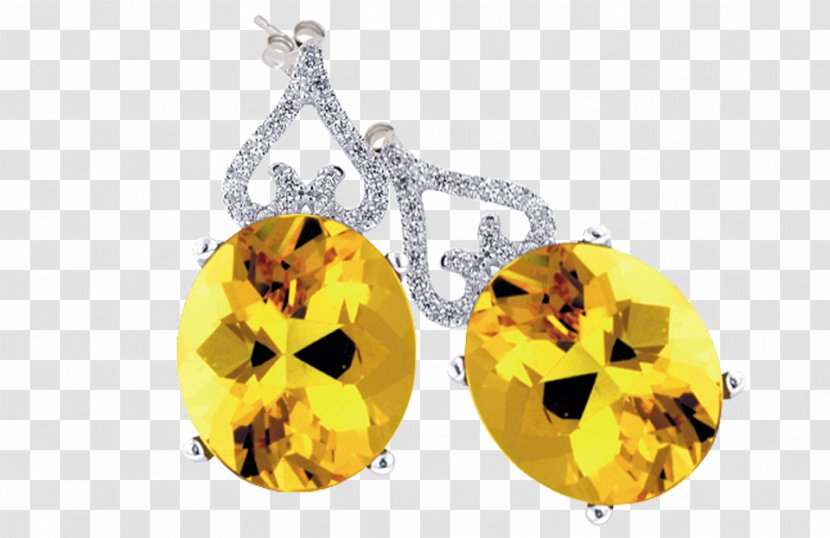 Earring Fruit - Yellow - Emerald Diamond Crown Transparent PNG