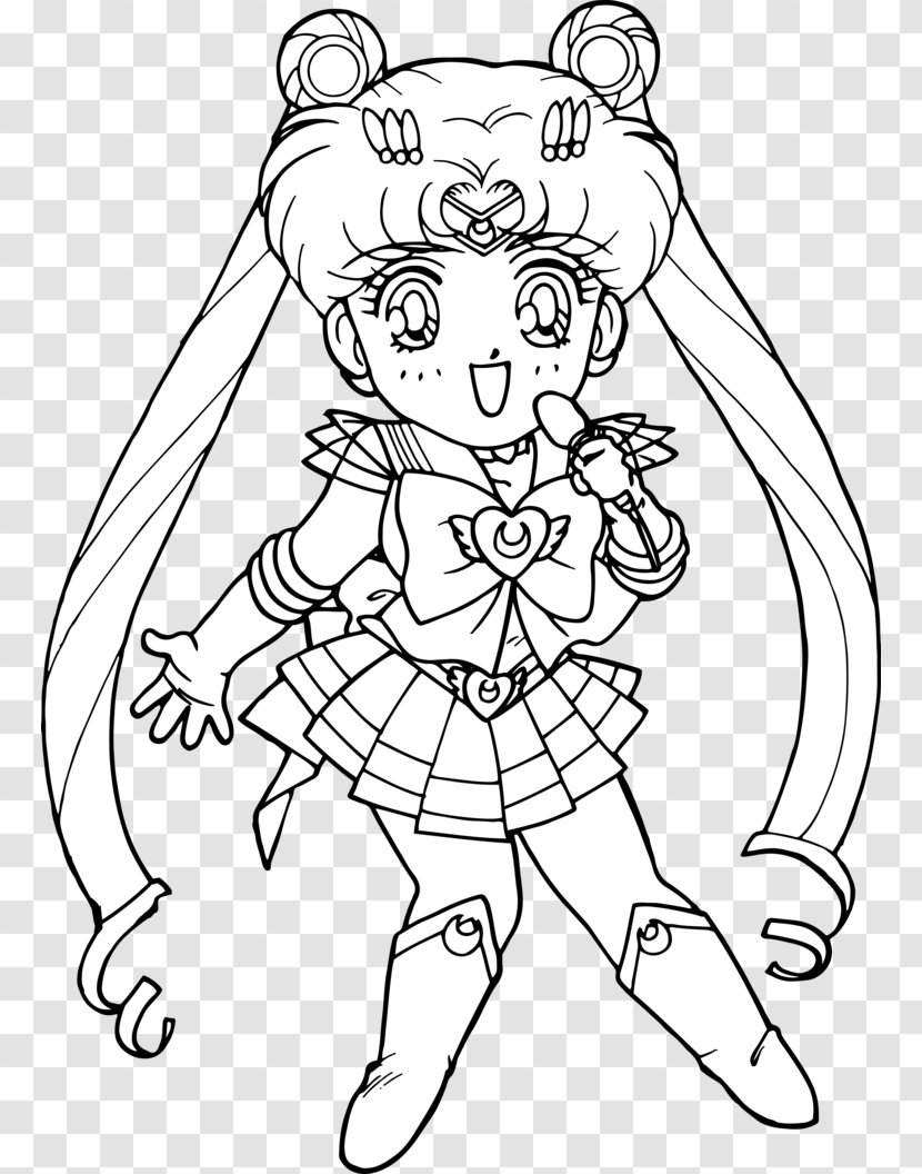 Chibiusa Sailor Moon Coloring Book Black And White - Silhouette Transparent PNG