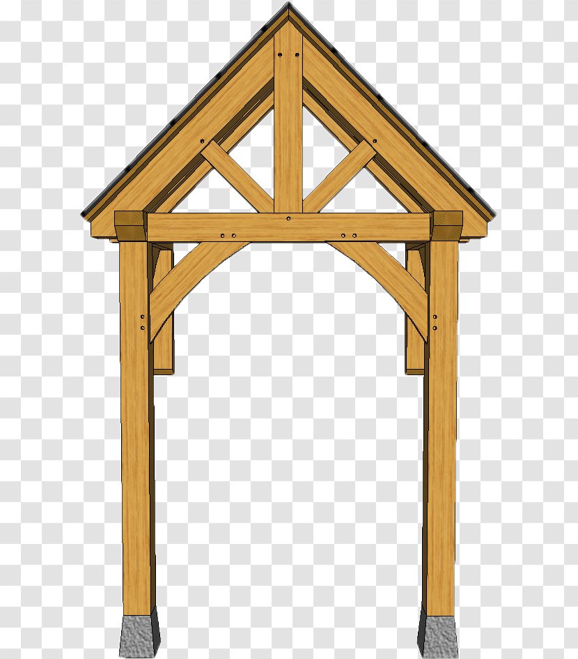 King Post Porch Timber Framing Truss - Roof - Building Transparent PNG