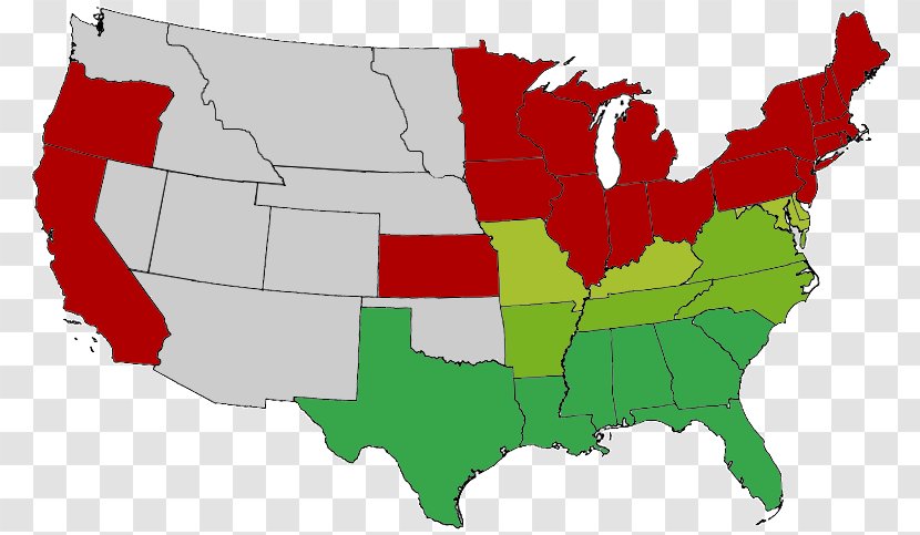 American Civil War Historic Regions Of The United States Blank Map - Masondixon Line Transparent PNG