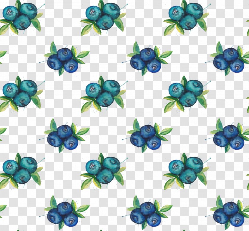 Blueberry - Aqua - Hand Painted Pattern Transparent PNG