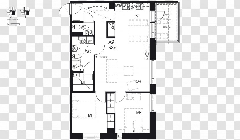 Floor Plan Furniture Pattern - Black And White - Design Transparent PNG