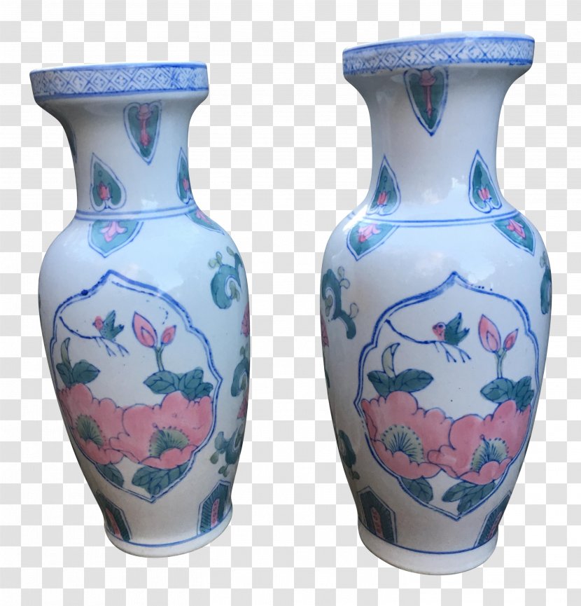 Blue And White Pottery Vase Ceramic Cobalt Porcelain - Hand Painted Lotus Transparent PNG