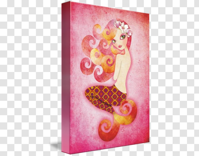 Mermaid Art Canvas Print - Acrylic Paint - Pink Transparent PNG