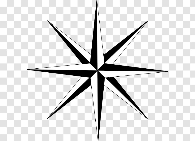 North Cardinal Direction Compass Rose Map - Point - Gold Five-pointed Star Transparent PNG