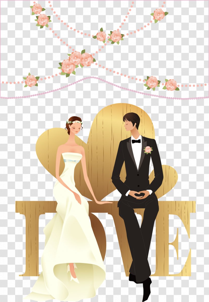 Wedding Invitation Cake Topper - Frame - Vector Couple Transparent PNG