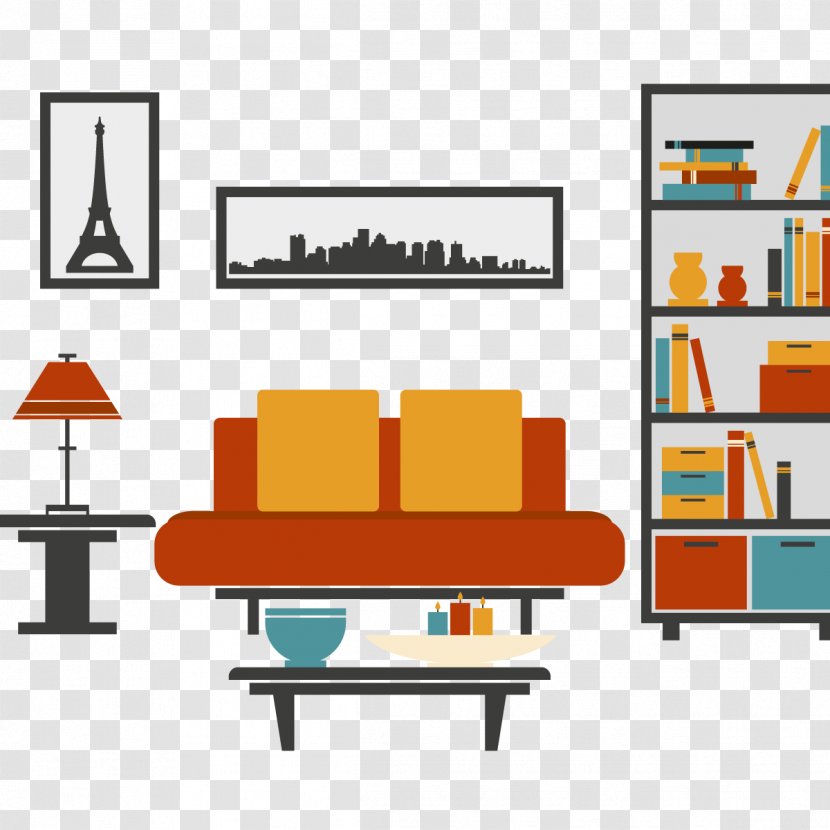 Furniture Table Couch Living Room - Vector Red Sofa Transparent PNG
