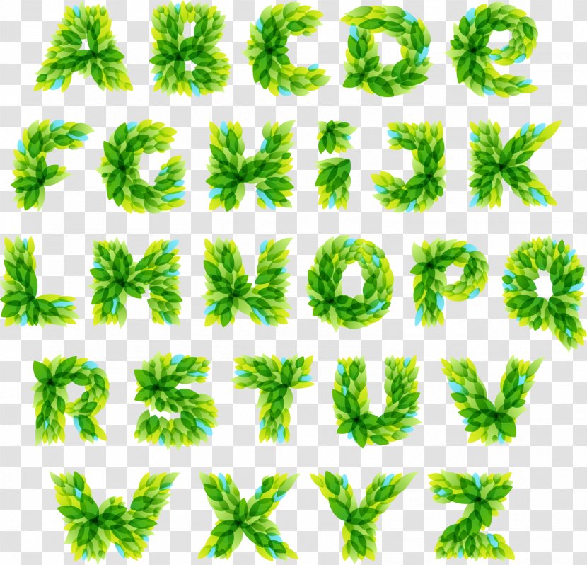 English Alphabet Royalty-free Illustration - Art - Green Leaf Word Transparent PNG