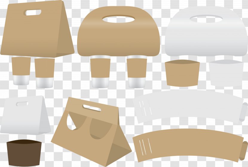 Coffee Cup Sleeve Take-out Paper - Template - Packed With Transparent PNG