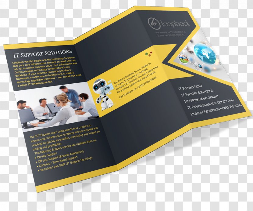 Brochure Flyer Information Technology Designer - Text - Modern Minimalist Trifold Transparent PNG