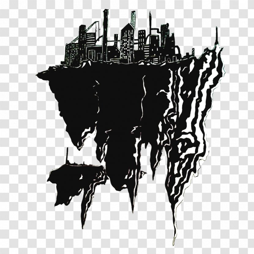 Drawing Drijvende Stad City - Black - Floating Transparent PNG