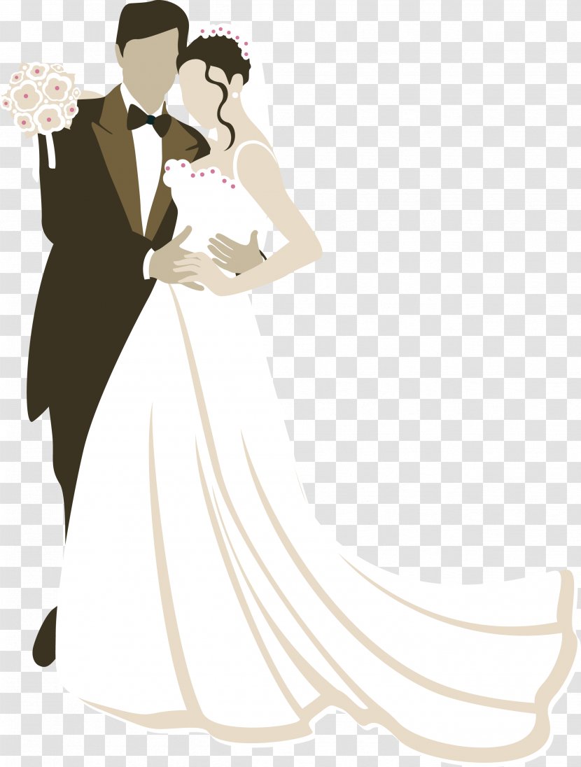 Wedding Invitation Marriage Bridegroom - Watercolor - Vector Bride And Groom Transparent PNG