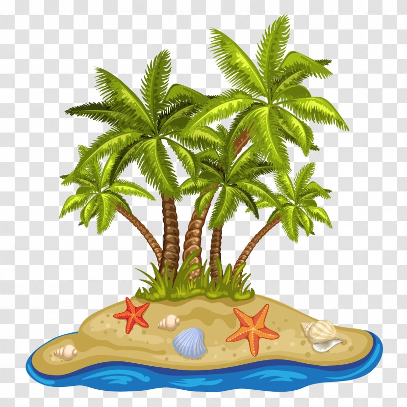 Cartoon Summer Beach Coconut Tree - Stock Footage Transparent PNG